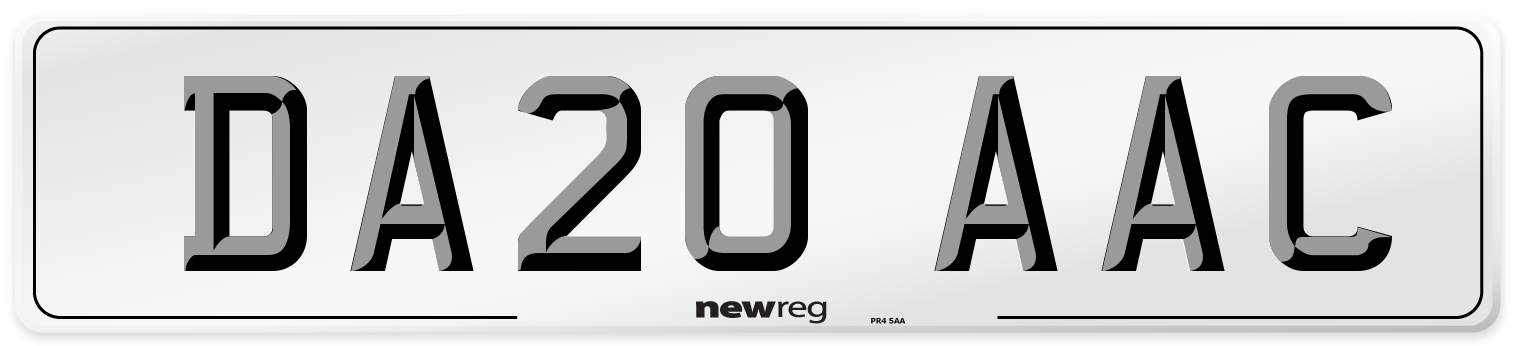 DA20 AAC Number Plate from New Reg